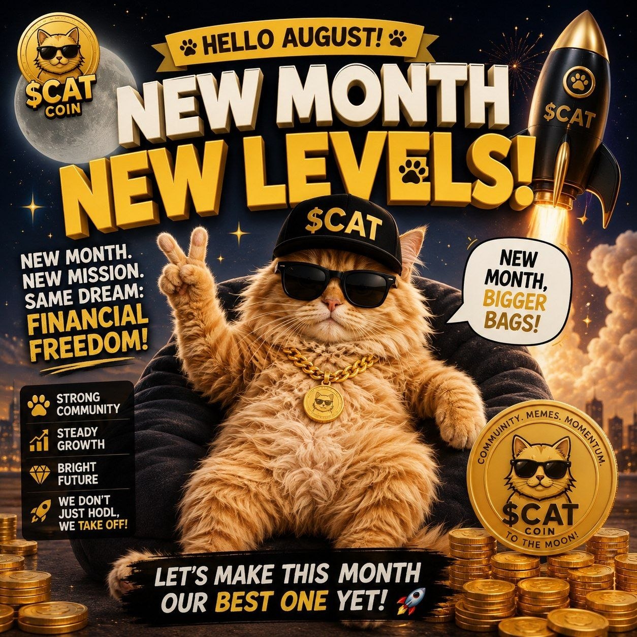 New month new levels — $CAT community meme